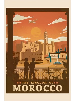 Universal Fas - Retro Seyahat Posteri Sanat Tablo Ahşap Poster Dekoratif
