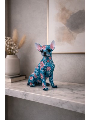 Pop Art & Desenli Chihuahua Köpek Biblo – Renkli Modern Dekoratif Ev Aksesuarı
