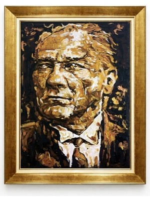 Tablore Atatürk Soyut Tasarım Kanvas Tablo - Modern Sanat Gold Çerçeveli Duvar Panosu