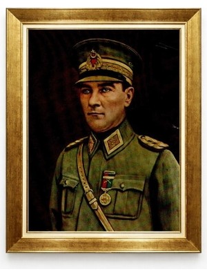 Tablore Atatürk Mareşal Üniformalı Tablo Nostaljik Dekoratif Çerçeveli Kanvas