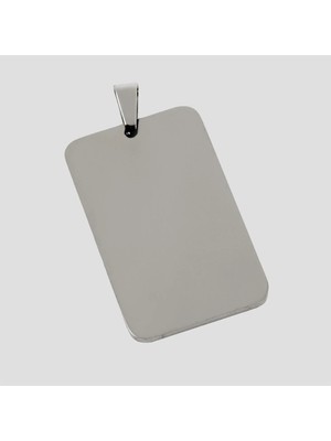 MidasTech Dikdörtgen Isim Yazılabilir Çelik Kolye Ucu 3,5 cm Nemere