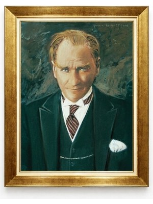 Tablore Atatürk Portresi Klasik Takım Elbiseli Kanvas Tablo - Lüks Gold Çerçeve