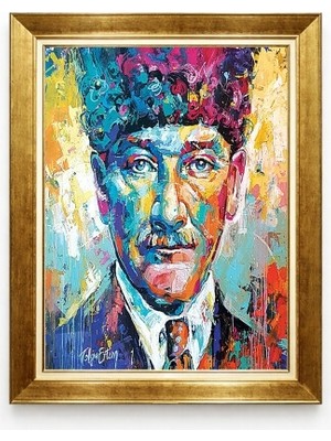 Tablore Atatürk Pop Art Renkli Kanvas Tablo - Modern Sanat Tasarımlı Renkli Atatürk Portresi