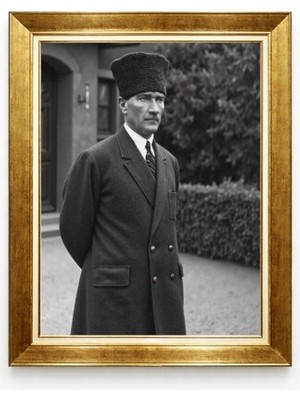 Tablore Mustafa Kemal Atatürk Kalpaklı Boy Resim Altın Varaklı Çerçeve Tablo