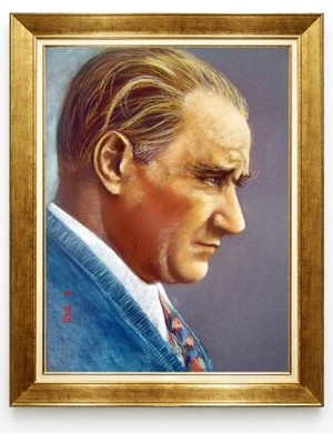 Tablore Atatürk Sanatsal Yağlı Boya Efektli Kanvas Tablo Modern Çerçeveli Tasarım