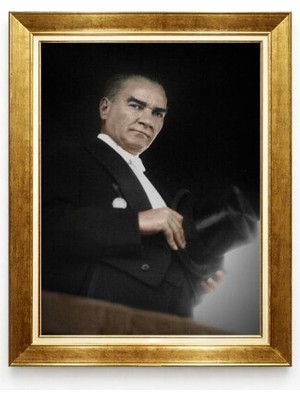 Tablore Atatürk Smokinli Silindir Şapkalı Lüks Çerçeveli Tablo