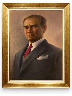 Tablore Atatürk Yağlı Boya Kanvas Tablo - Klasik Takım Elbiseli Atatürk Portresi - Lüks Dekoratif Tablo