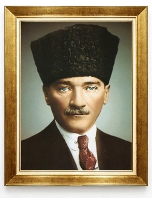 Tablore Kalpaklı Mustafa Kemal Atatürk Portresi Renkli Kanvas Tablo
