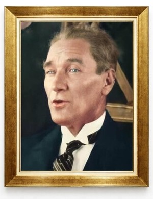 Tablore Atatürk Modern Smokinli Portre Tablo - Lüks Altın Çerçeveli