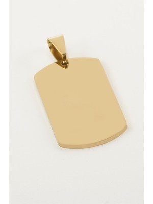 Zero Land Ilkeshop Künye Isim Yazılabilir Çelik Kolye Ucu 2x3,5 Cm-Sarı