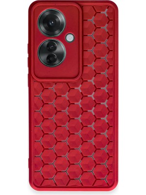 sbodurhome Oppo Reno 11F Kılıf Petek Silikon Kapak - Kırmızı