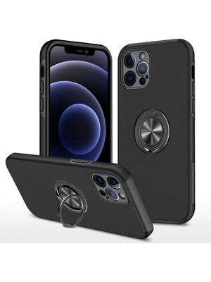 sbodurhome Apple Iphone 12 Pro Kılıf Elit Yüzüklü Kapak - Siyah