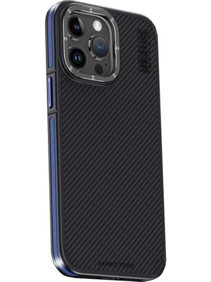 sbodurhome Joko Apple Iphone 15 Pro Kılıf Aramid 600D Kevlar Karbon Fiber Magsafe Kapak - Lacivert