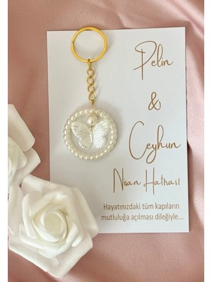 Umut Hediyecilik Incili Kelebek Anahtarlık 10 Adet Nişan,kına ,nikah,söz Hediyelik