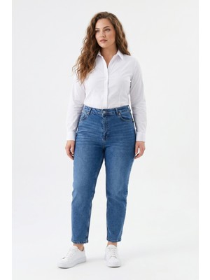 Dekploy Kadın Yüksek Bel Mom Fit Jean Pantolon BGL-ST05450
