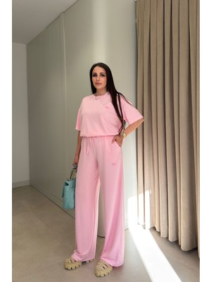 Magarde Bisiklet Yaka Premium Ithal Takım- Pembe