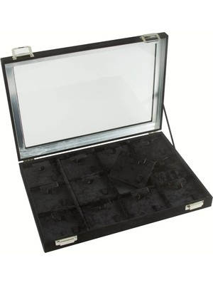 Bijuteri Net 12 Bölmeli Cam Kapaklı Anfora Kumaş Set Kolye Standı 24*34 cm
