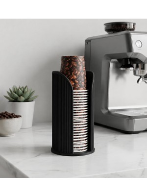 Luvena Karton Bardak Düzenleyici Kahve Bardaklık Standı Siyah Masa Üstü Bardak Organizer - 12 Oz'a Kadar Uyumludur