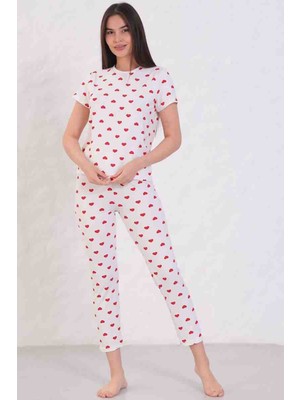 Kalp Desenli Pijama Takım