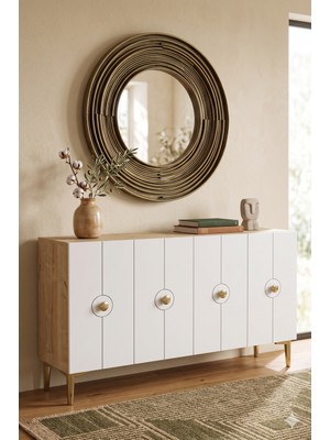 Yumedi Design KA1235DB - Kerba Konsol, Tv Sehpası, Çok Amaçlı Dolap ve Kahve Köşesi 120CM Safirmeşe-Beyaz