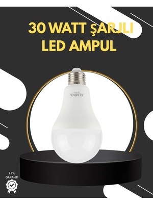 Nuveden Ieg Acil Durumlar Için Şarjlı LED Ampul 6400K Soğuk Beyaz 30 Watt Glyaln