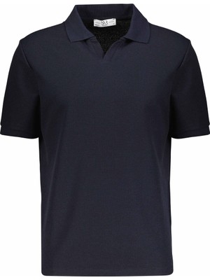Süvari Polo Yaka V Patlı T-Shirt STS1014000005 Lacivert