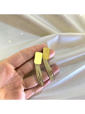Lorivelle Vıp Püsküllü Zincir Sallantılı Çelik Küpe 14K Altın Rengi Kararmaz