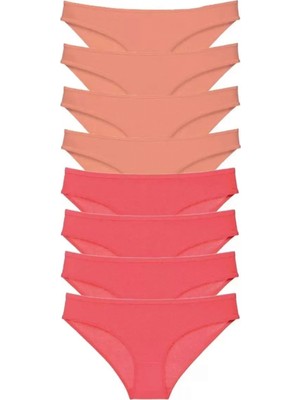 Marsilyan 8 Adet Eko Set Likralı Kadın Slip Külot Pudra Fuşya
