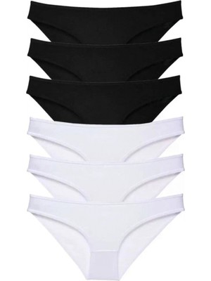 Marsilyan 6 Adet Eko Set Likralı Kadın Slip Külot Siyah Beyaz