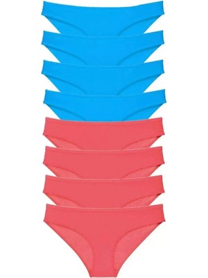 Marsilyan 8 Adet Süper Eko Set Likralı Kadın Slip Külot Fuşya ve Mavi