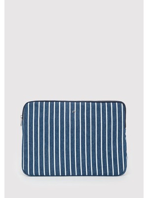 Mavi Çizgili Denim Laptop Çantası 1913824-32177