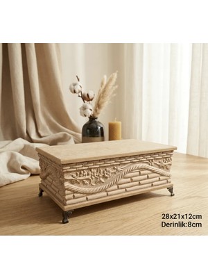 Ahşap-Boyanabilir- Ham Mdf- Desenli-Takı-Makyaj-Aksesuar-Çok Amaçlı Dekoratif Kutu