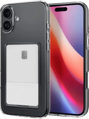 sbodurhome Apple Iphone 16 Kılıf Kart Şeffaf Silikon - Şeffaf