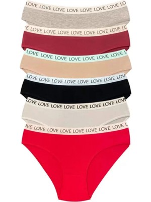 Marsilyan 6 Adet Pamuklu Esnek Kadın Slip Bikini Külot Geniş Lastikli Baskılı