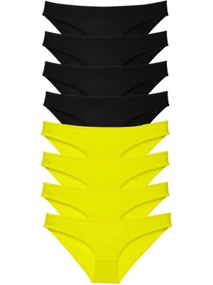 Marsilyan 8 Adet Süper Eko Set Likralı Kadın Slip Külot Sarı Siyah