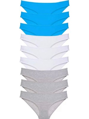 Marsilyan 9 Adet Süper Eko Set Likralı Kadın Slip Külot Gri Beyaz Mavi