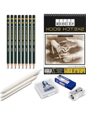 MarkEntegra Eskiz Set A5 50 Yaprak Eskiz Defteri Hamur Silgi Sınav Silgisi Kalemtıraş 3’lü Pastel Dağıtıcı (Gölgelendirme Kalemi) 7 Adet Dereceli Kalem Sanatsal Çizim ve Eskiz Seti Karakalem Teknik Çizim