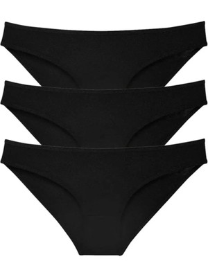 Modanı Seç 3 Adet Süper Eko Set Likralı Kadın Slip Külot Siyah