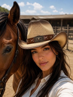 Aydın Şapkacınız Unisex Western Stil Sert Hasır Kovboy Şapkası Günlük ve Festival Kullanımı