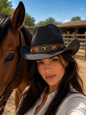 Aydın Şapkacınız Unisex Western Stil Sert Hasır Kovboy Şapkası Günlük ve Festival Kullanımı