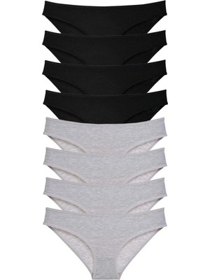 Modanı Seç 8 Adet Süper Eko Set Likralı Kadın Slip Külot Siyah Gri