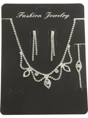 Nuveden Oval Taşlı Set Kolye