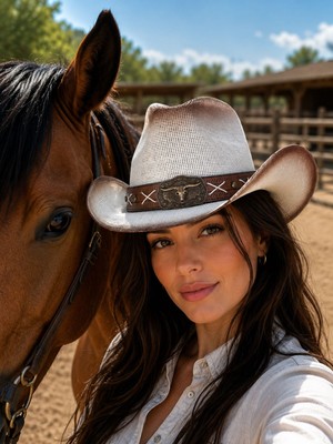 Aydın Şapkacınız Unisex Western Stil Sert Hasır Kovboy Şapkası Günlük ve Festival Kullanımı