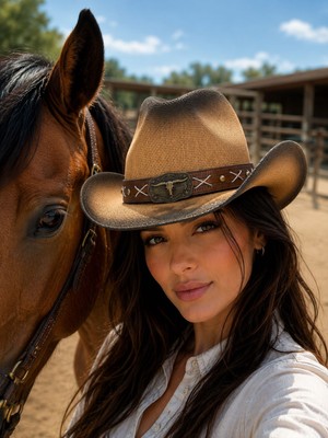 Aydın Şapkacınız Unisex Western Stil Sert Hasır Kovboy Şapkası Günlük ve Festival Kullanımı