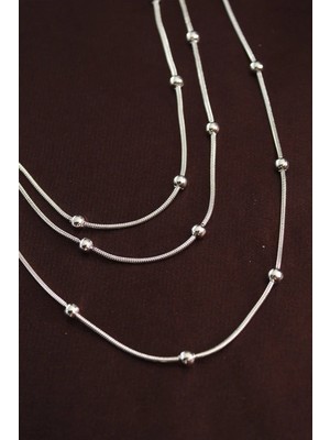 Nuveden Ietaks™ 316L Çelik Gümüş Renk Minimal Topçuk Model Çoklu Kolye