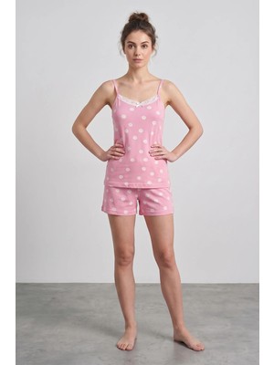 FullaModa Papatya Desenli Askılı Şortlu Pijama Takımı