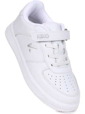 Kiko Kids Erkek Çocuk Spor Ayakkabı Cırtlı Faylon Taban Beyaz Mikrofiber Malzeme