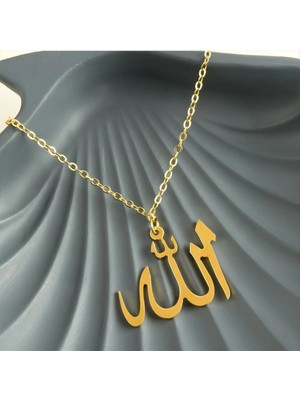 Nuveden Allah Yazılı Uçlu Kolye