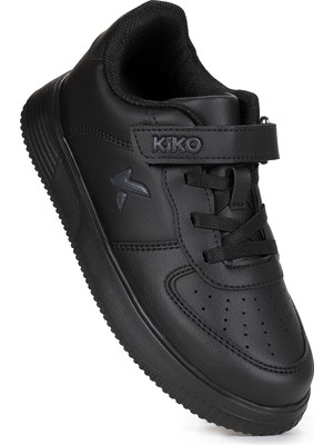 Siyah Kiko Kids Cırtlı Spor Ayakkabı Erkek Çocuk İçin Mikrofiber Dış Malzeme ve Faylon Taban