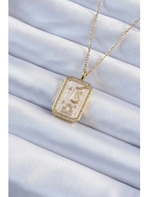Nuveden Ietaks™ 316L Çelik Zincir Altın Renk Zirkon Taşlı Çerçeveli Tarot Kolye